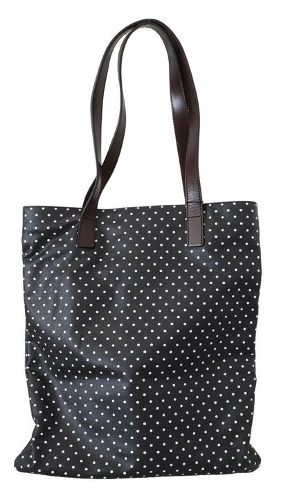 Elegant Canvas & Leather Tote Bag - Black & White