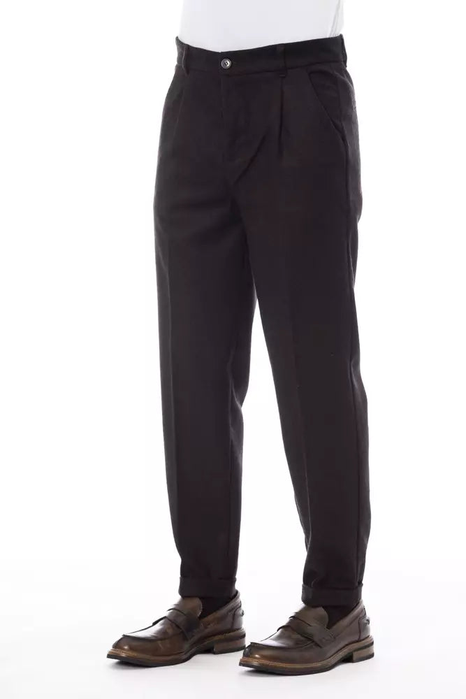 Brown Wool Men Pant