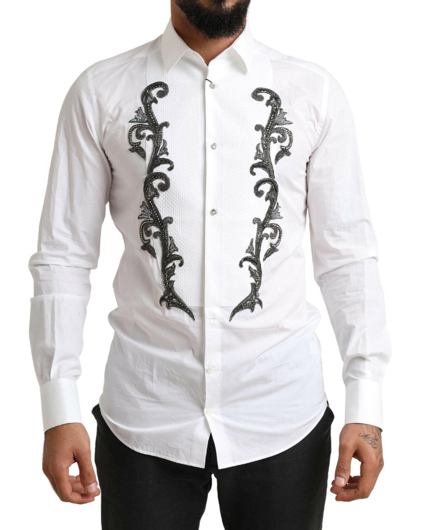 Italian Designer Slim Fit Tuxedo Shirt