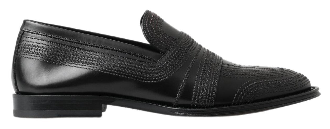 Elegant Black Leather Slipper Loafers