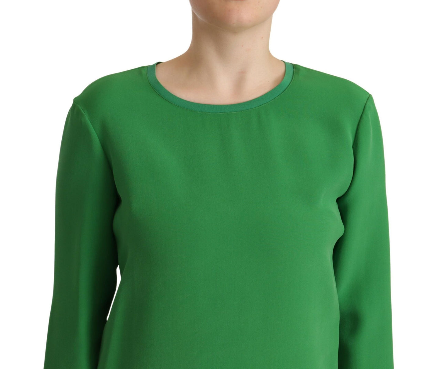 Elegant Silk Long Sleeve Sweater in Lush Green