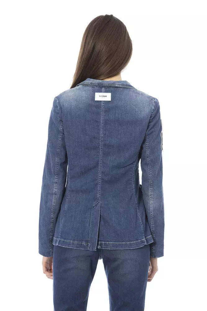 Blue Cotton Women Jacket