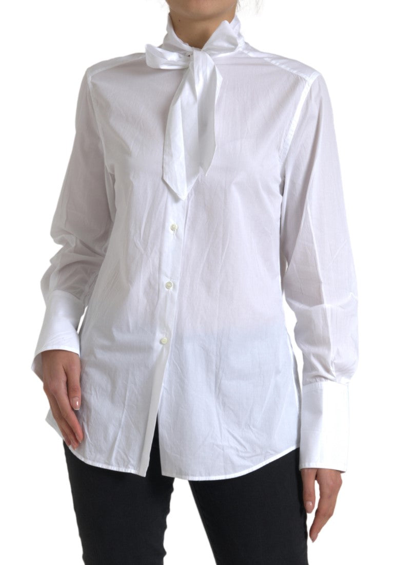 Elegant White Cotton Long Sleeve Shirt