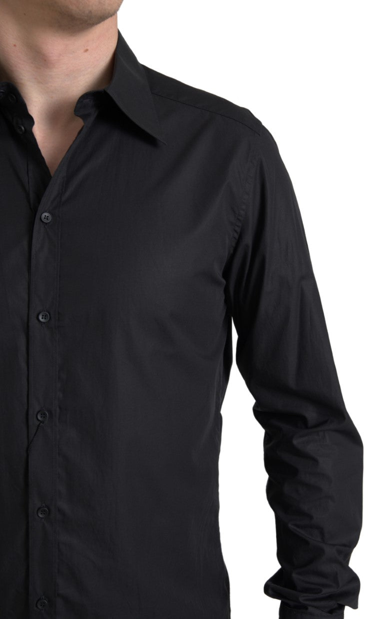 Elegant Black Gold Button Formal Shirt