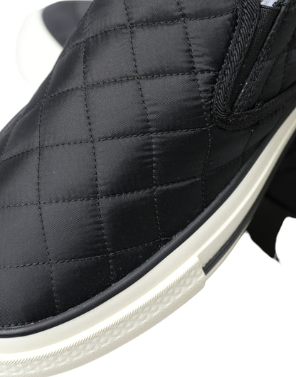 Elegant Quilted Black Canvas Sneakers