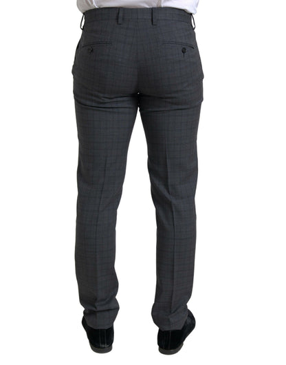 Elegant Grey Checkered Slim Fit Suit