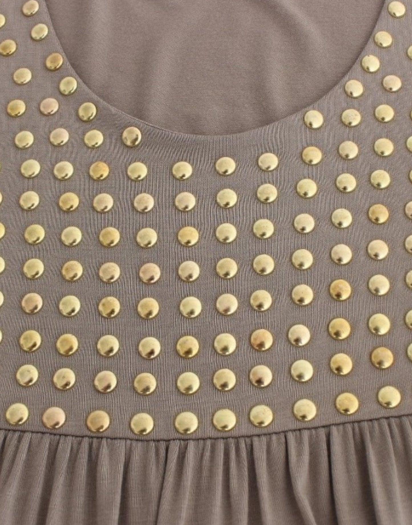 Studded Sheath Knee-Length Dress in Beige