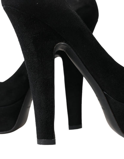 Black Suede Heeled Pumps Sophistication