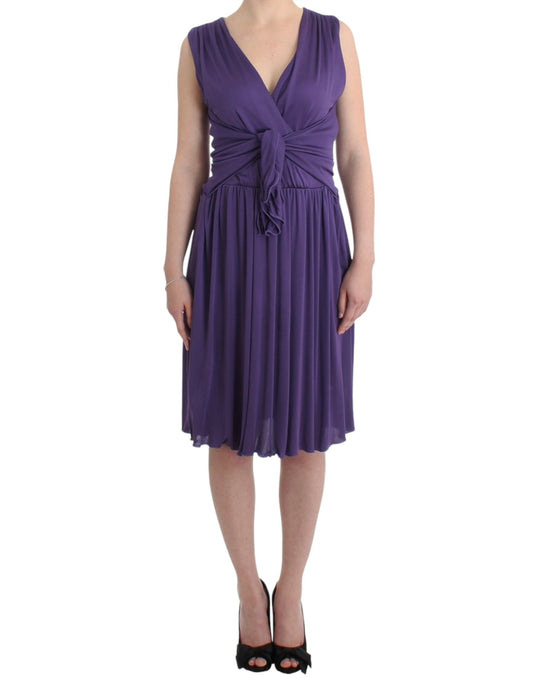 Elegant Purple Knee-Length Jersey Dress