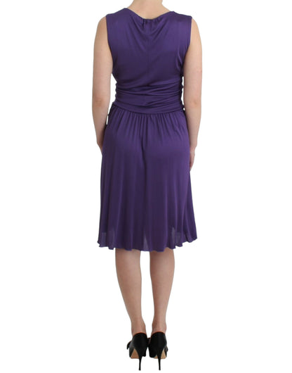 Elegant Purple Knee-Length Jersey Dress