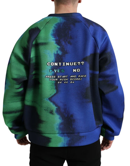 Multicolor Graphic Crew Neck Pullover Sweater