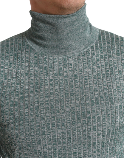 Elegant Green Turtleneck Pullover Sweater