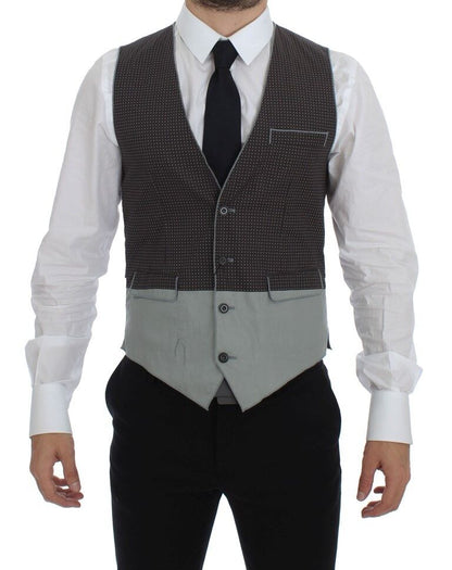 Elegant Gray Cotton Dress Vest