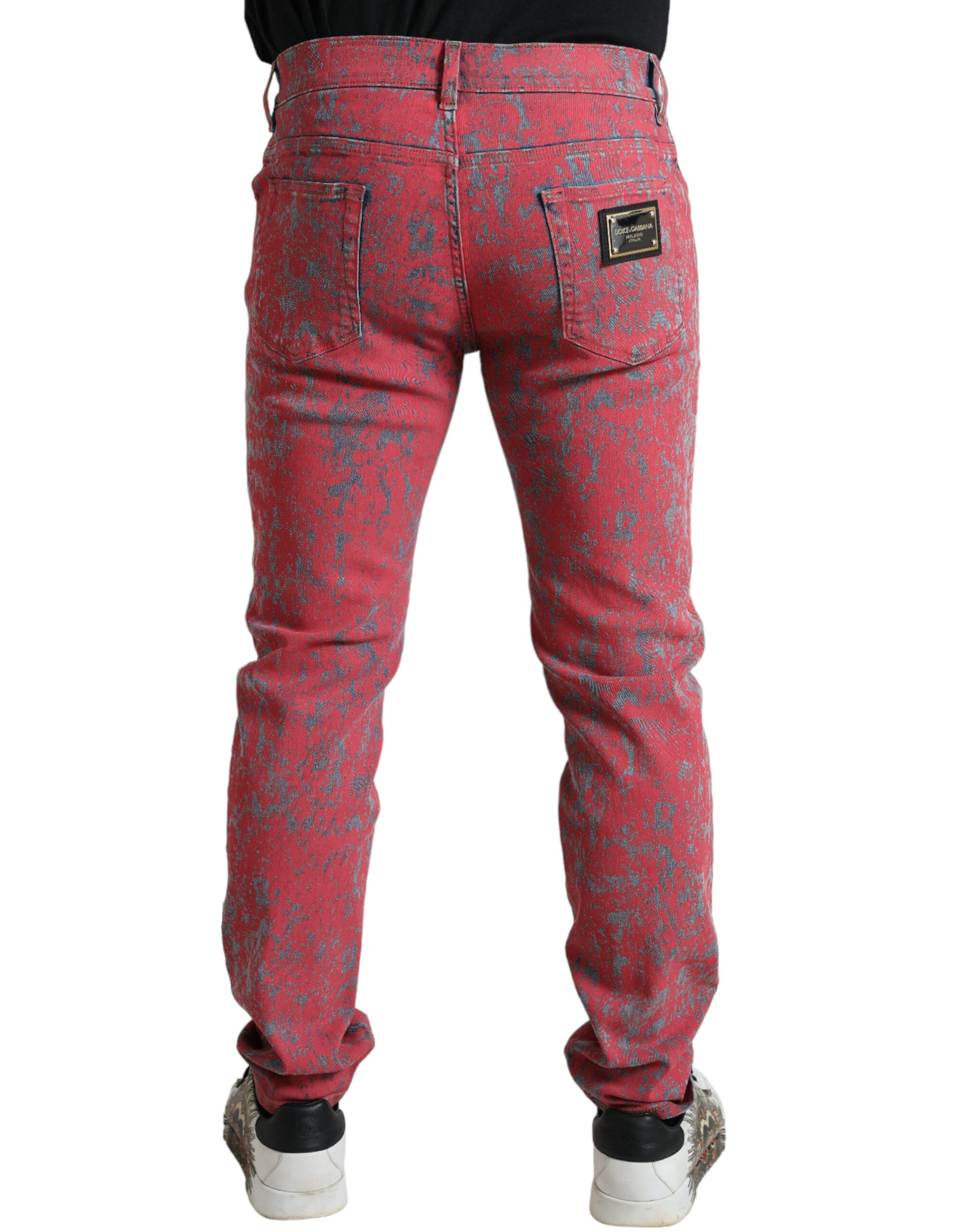 Red Tie Dye Skinny Denim Jeans