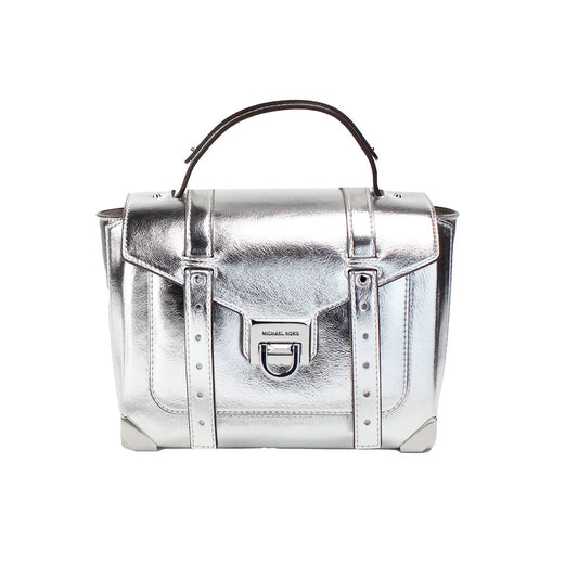 Manhattan Medium Silver Leather Top Handle Satchel Bag