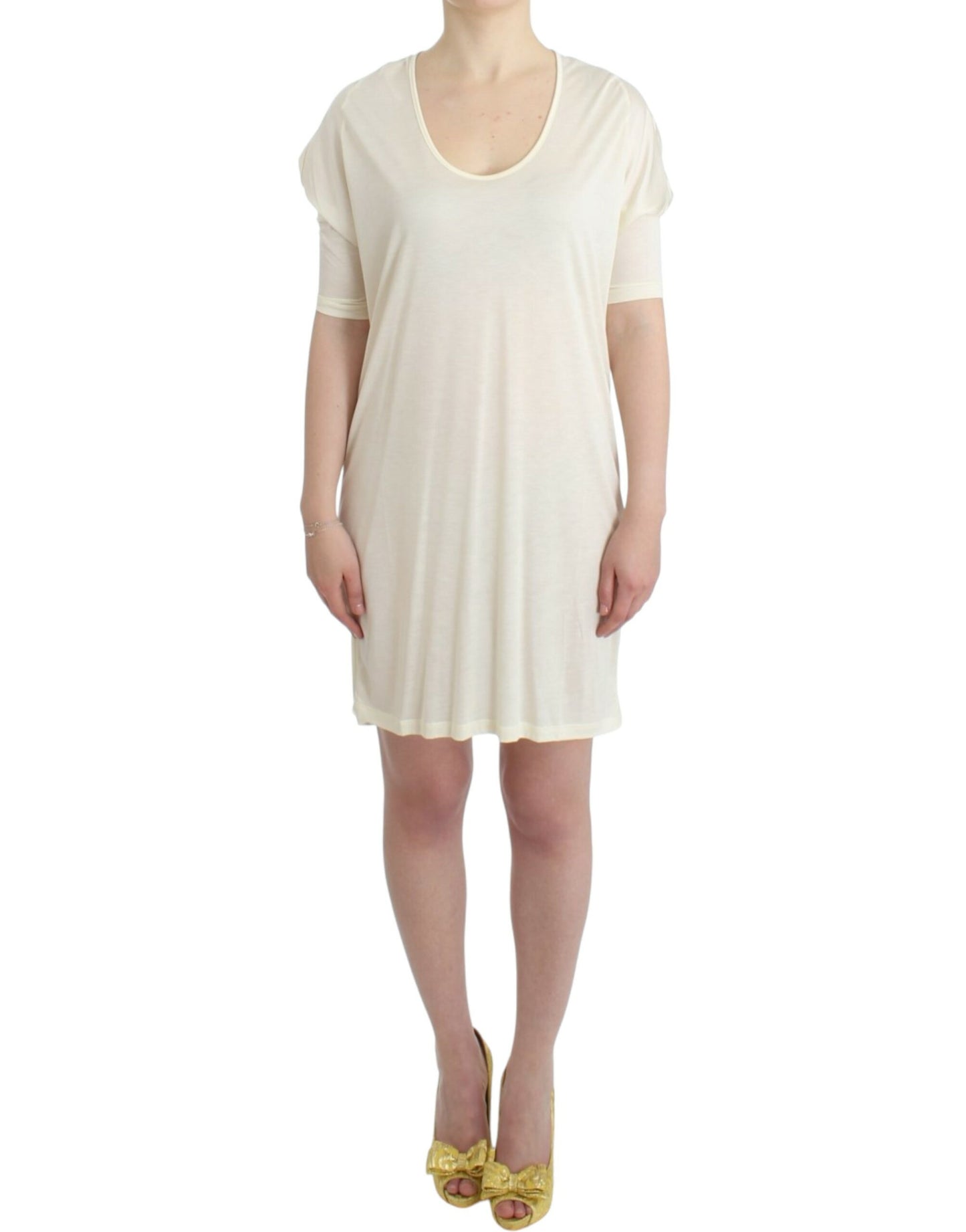 Chic White Modal Above-Knee Dress