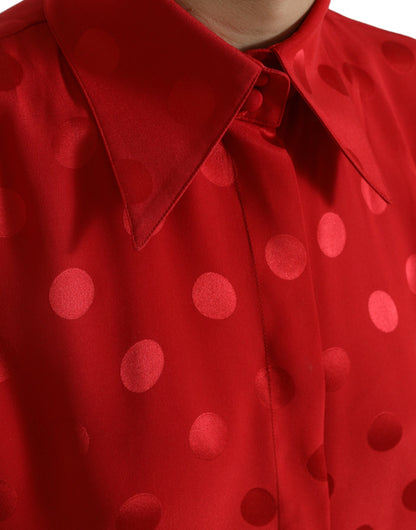 Elegant Polka Dot Sleeveless Silk Blouse