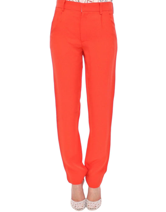 Chic Orange Boyfriend Pants - Italian Crafted