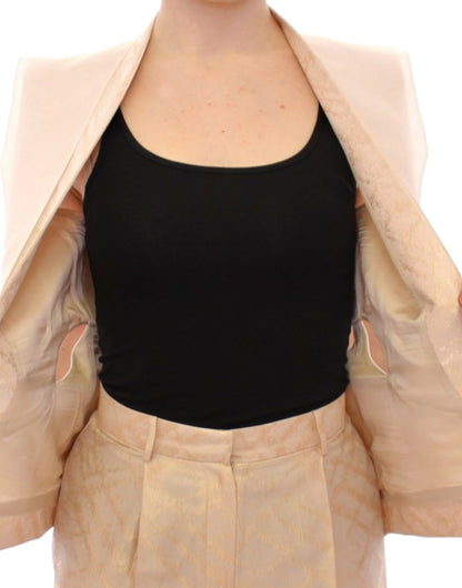 Exclusive Beige Brocade Sleeveless Vest