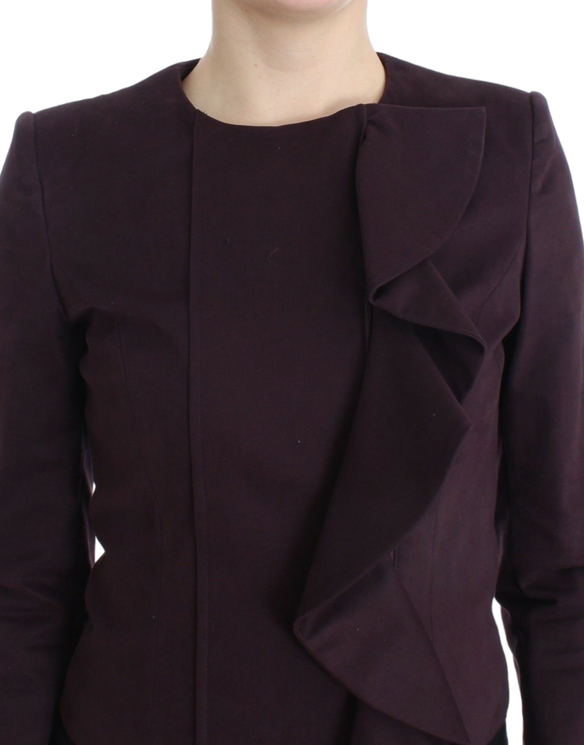 Elegant Purple Cotton Blend Blazer