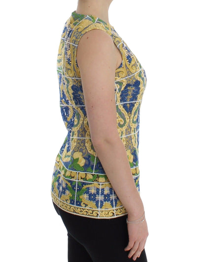 Majolica Embroidered Sleeveless Elegance