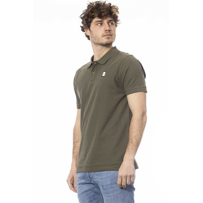 Green Cotton Men Polo Shirt