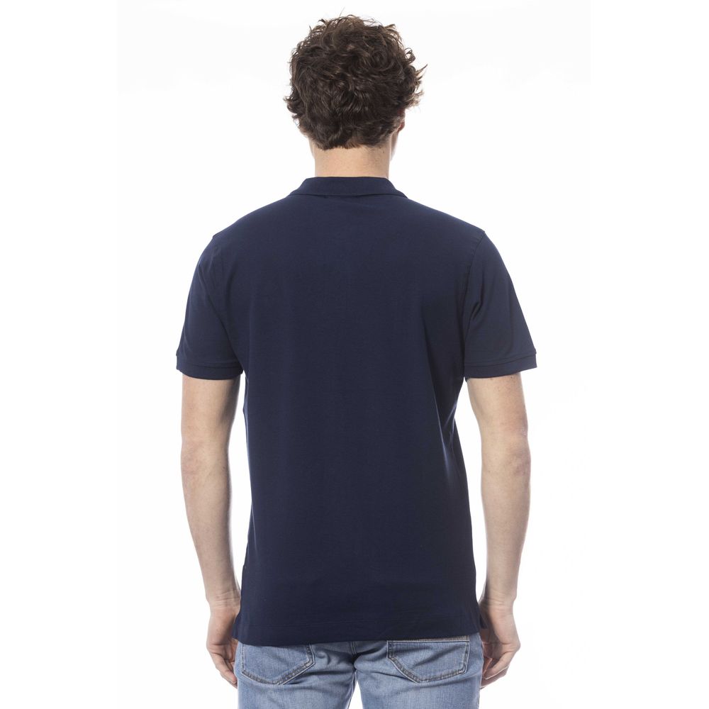 Blue Cotton Men Polo Shirt