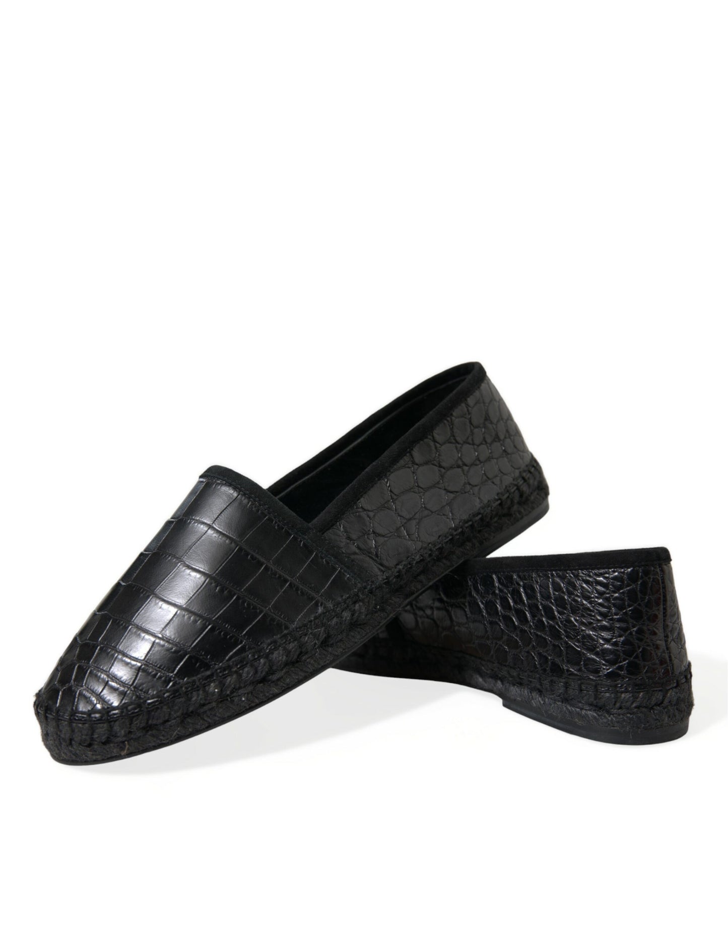 Exotic Black Leather Espadrilles