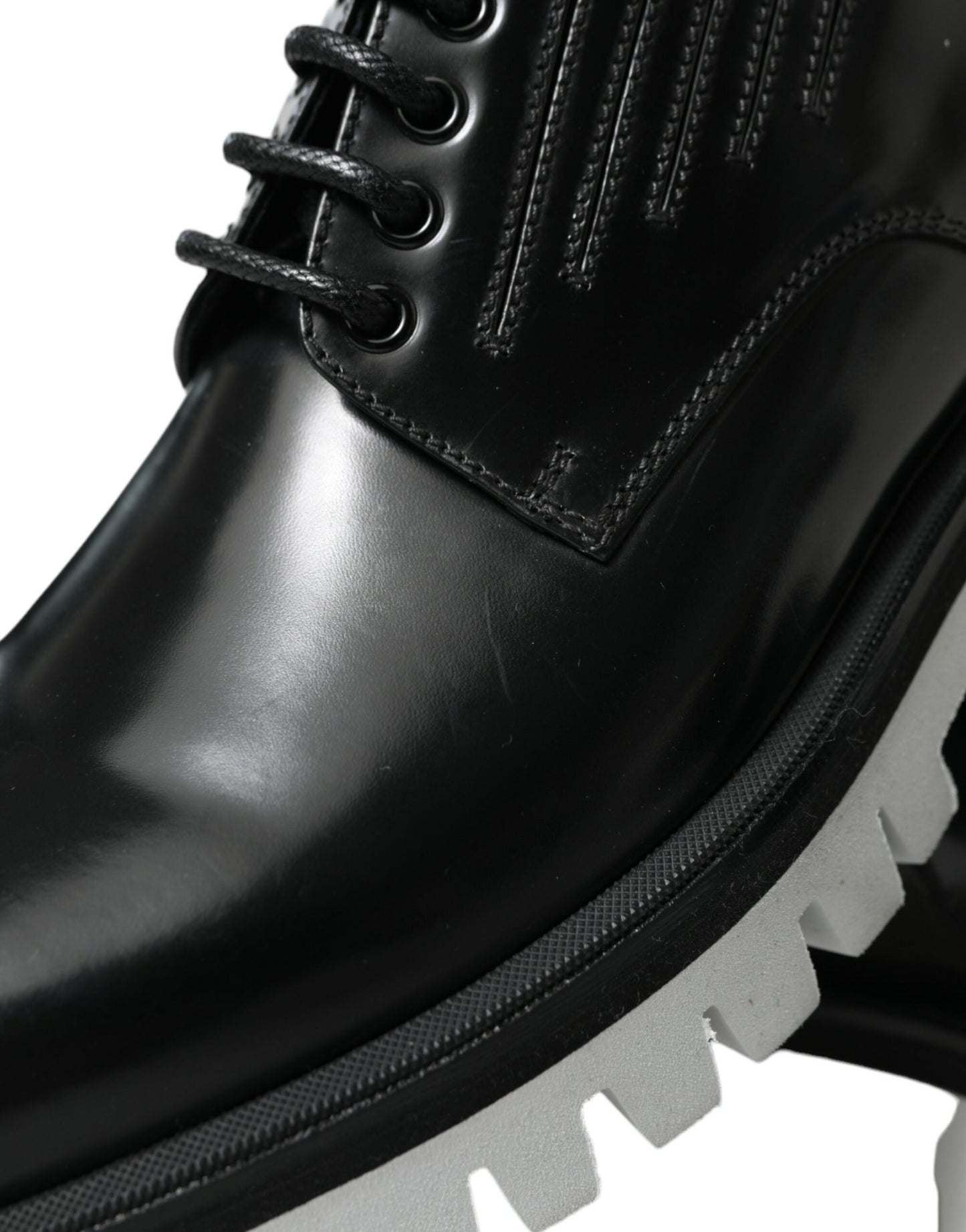 Sophisticated Black and White Leather Derby Shoes