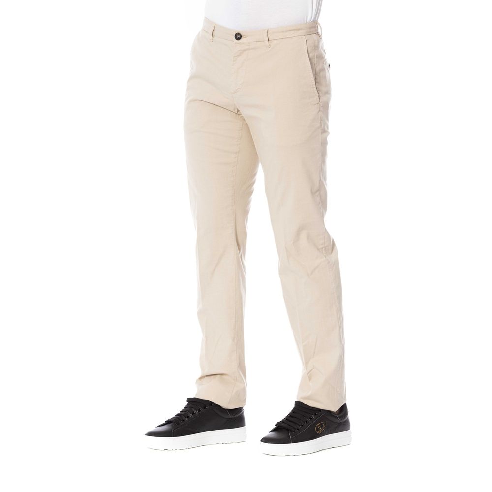 Beige Cotton Men's Trouser