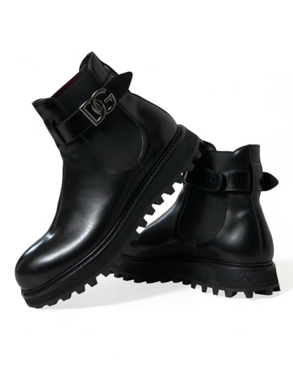 Elegant Black Calf Leather Chelsea Boots