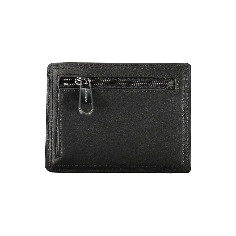 Sleek Black Leather Coin Purse with Card Holder