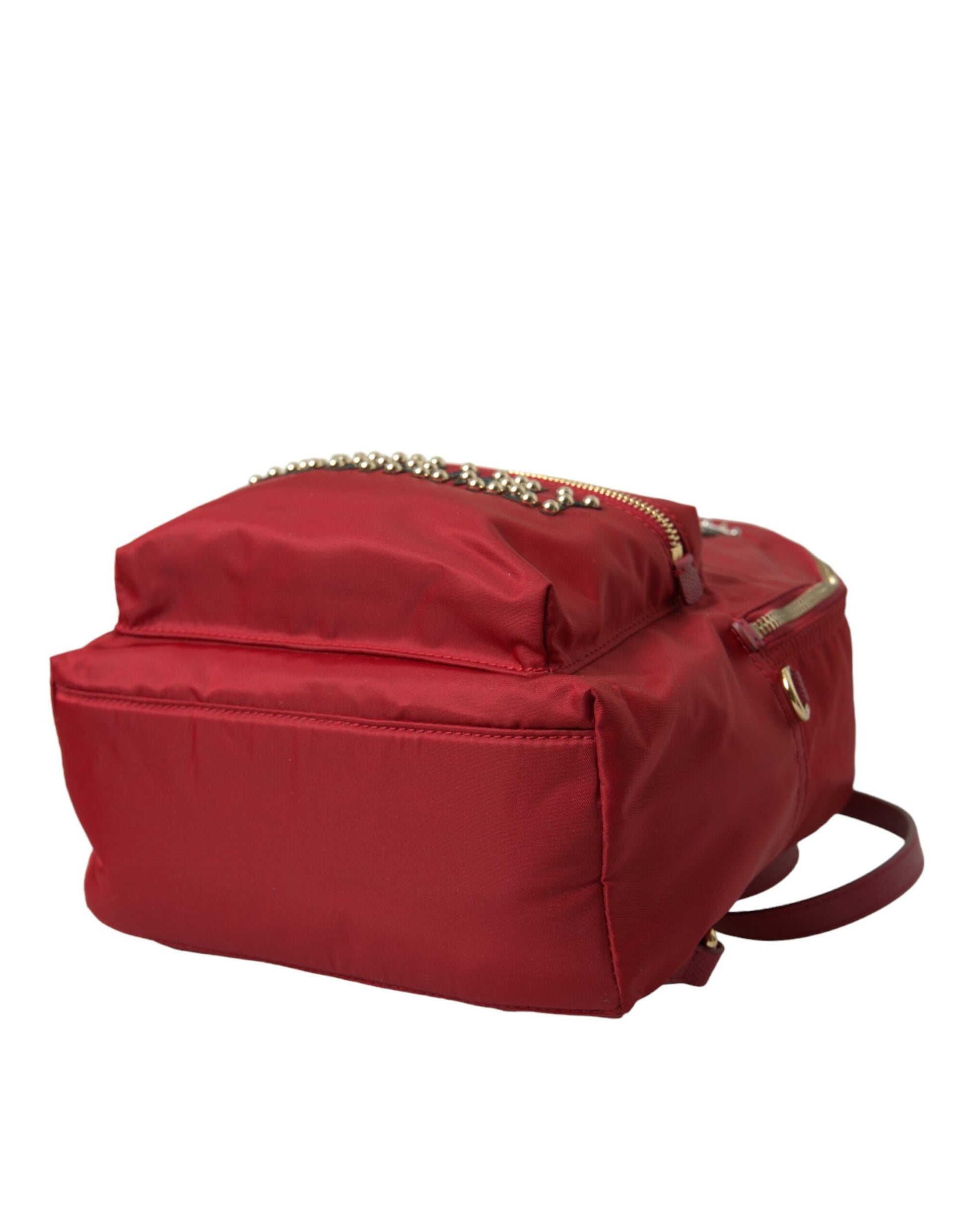 Embellished Red Backpack with Gold Detailing