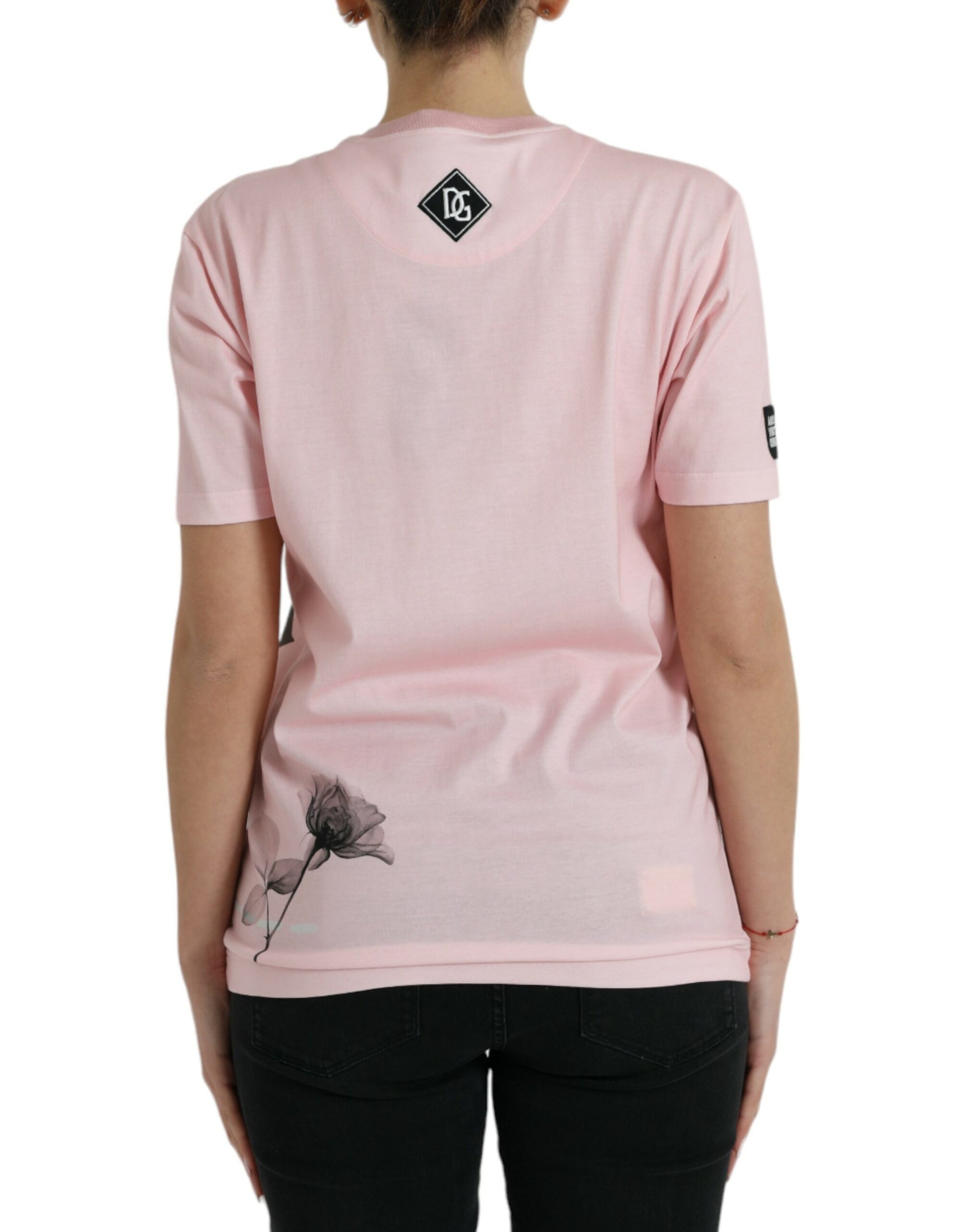 Chic Pink Floral Cotton Tee