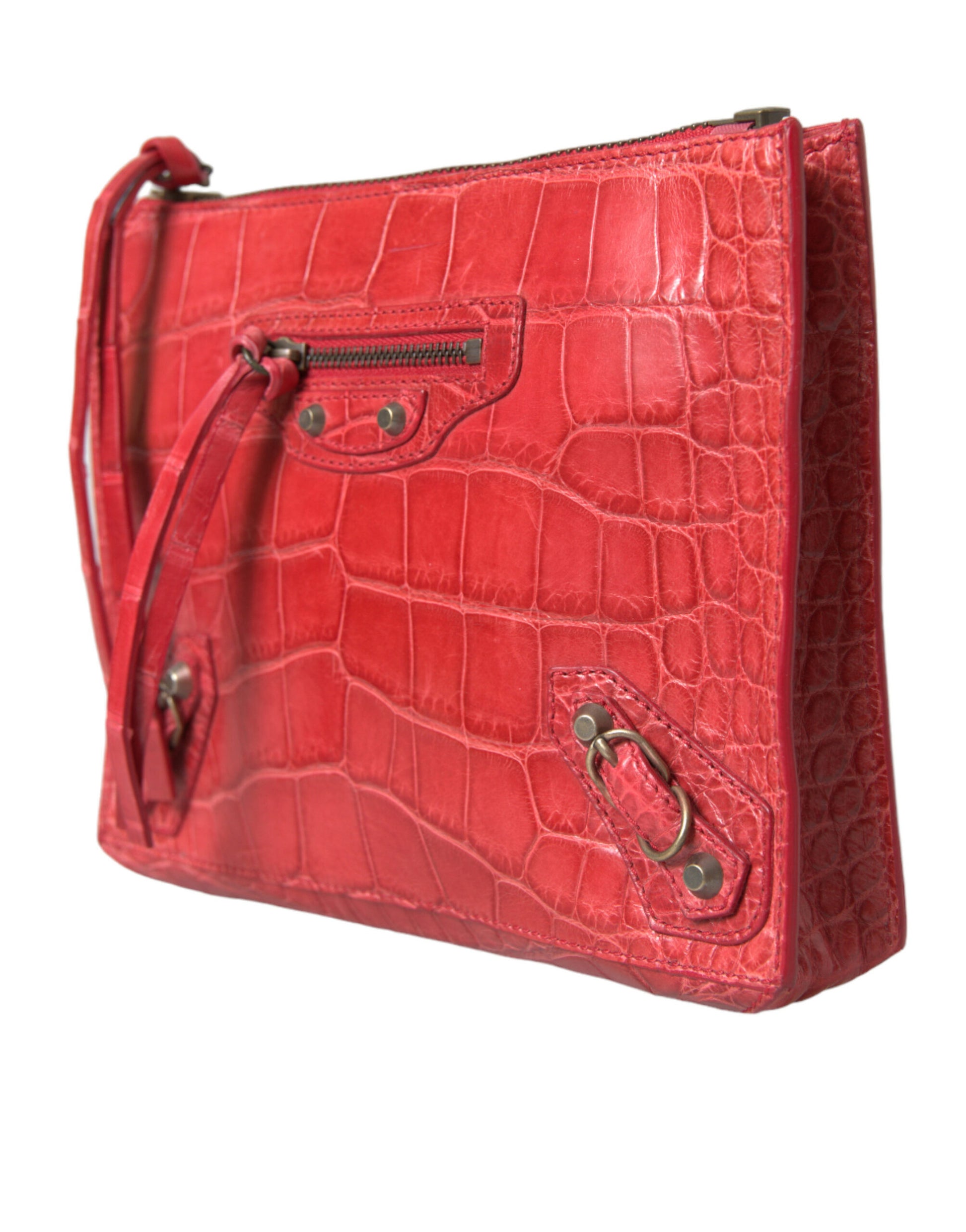 Exotic Red Alligator Leather Clutch