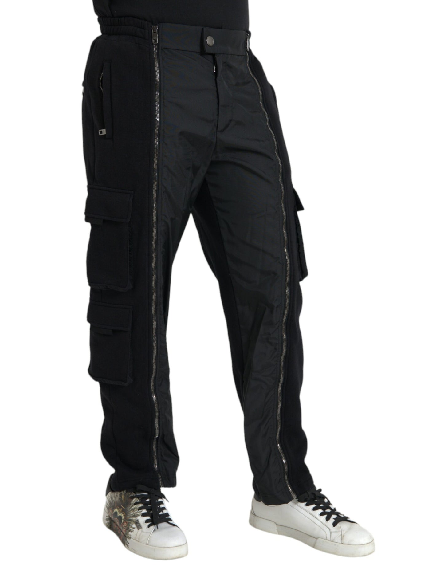 Black Cotton Blend Skinny Pants