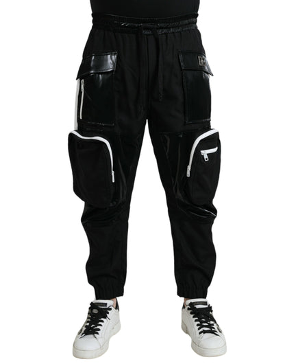 Black Nylon Cargo Jogger Men Sweatpants Pants