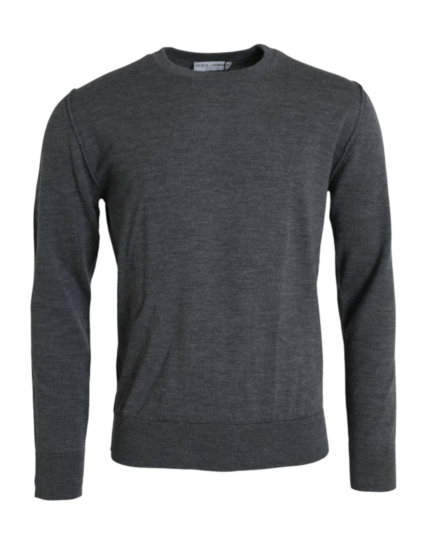 Dark Gray Wool Crew Neck Pullover Sweater