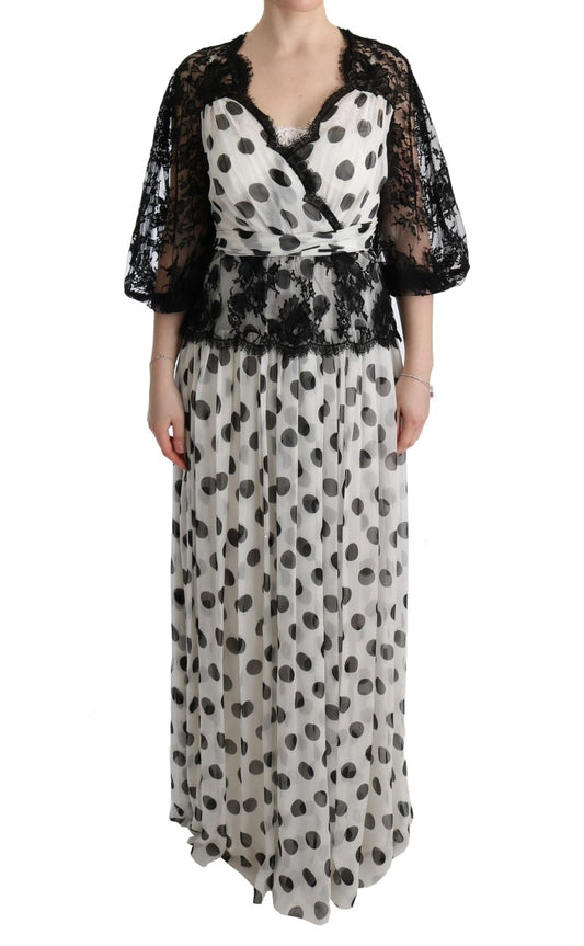 Elegant Polka Dotted Full Length Gown