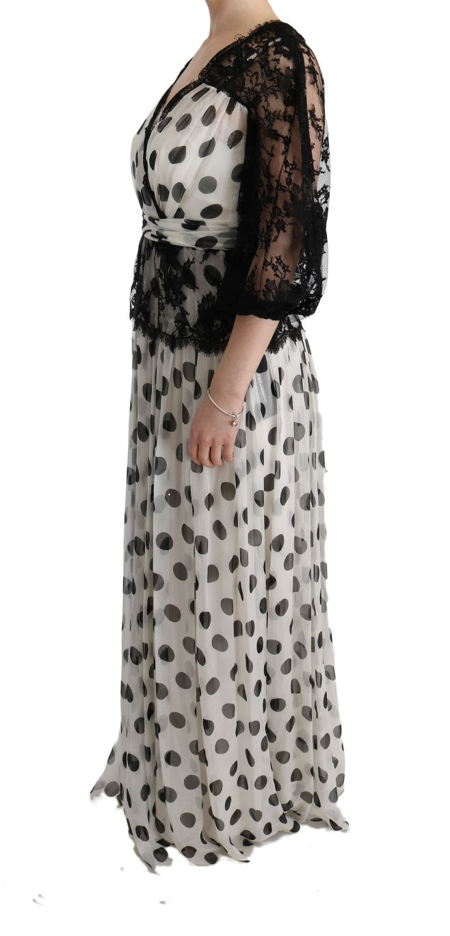 Elegant Polka Dotted Full Length Gown