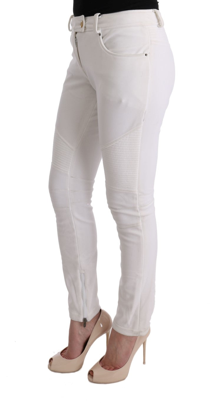 Chic White Slim Fit Cotton Pants