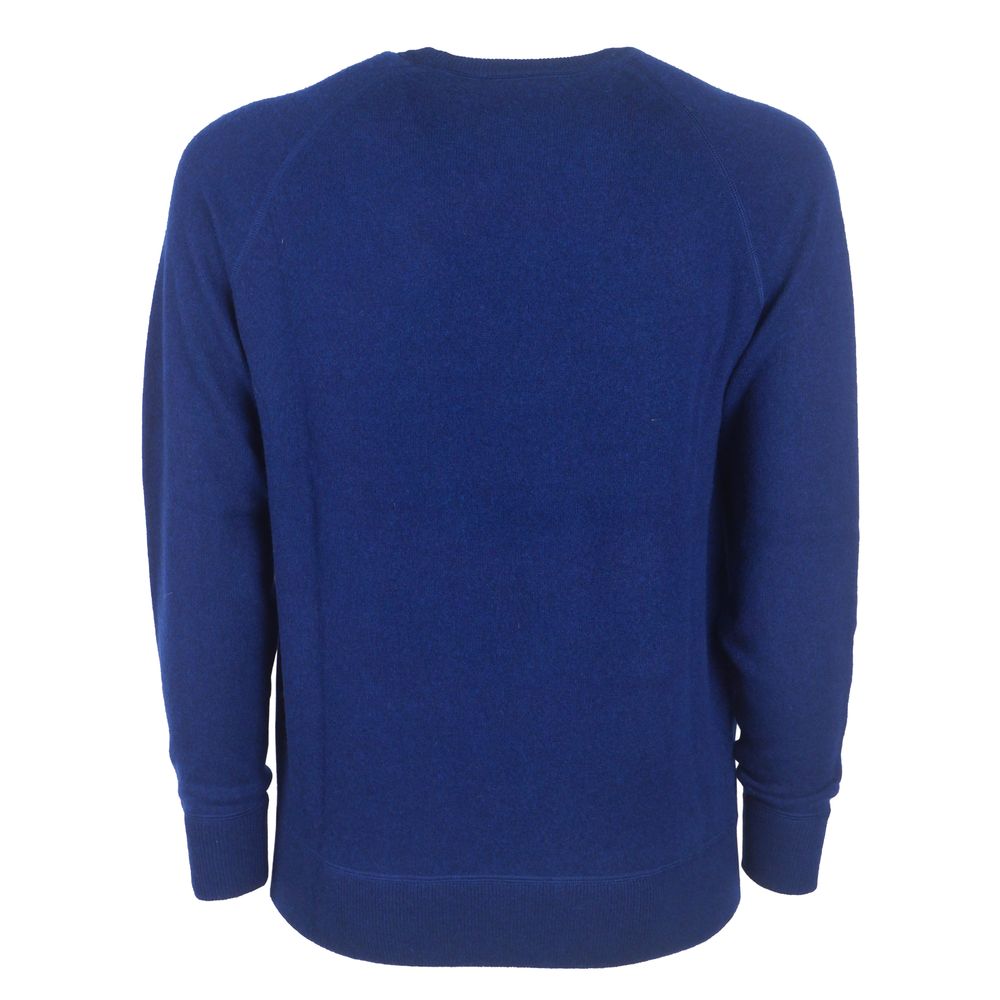 Navy Blue Cashmere Crew Neck Sweater - Slim Fit