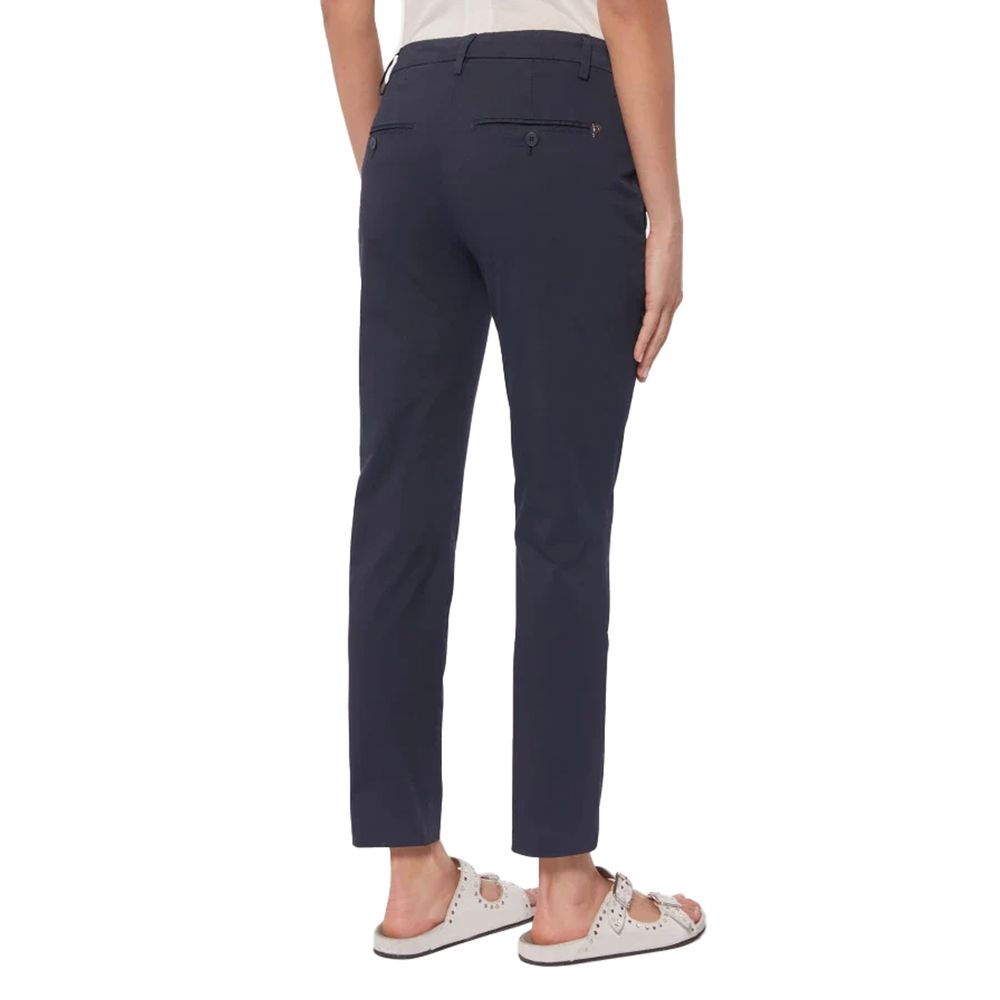 Blue Cotton Women's Trouser