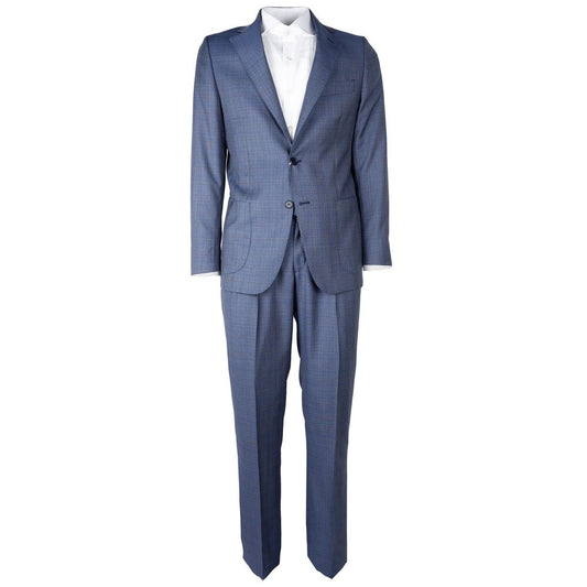 Blue Virgin Wool Men Suit