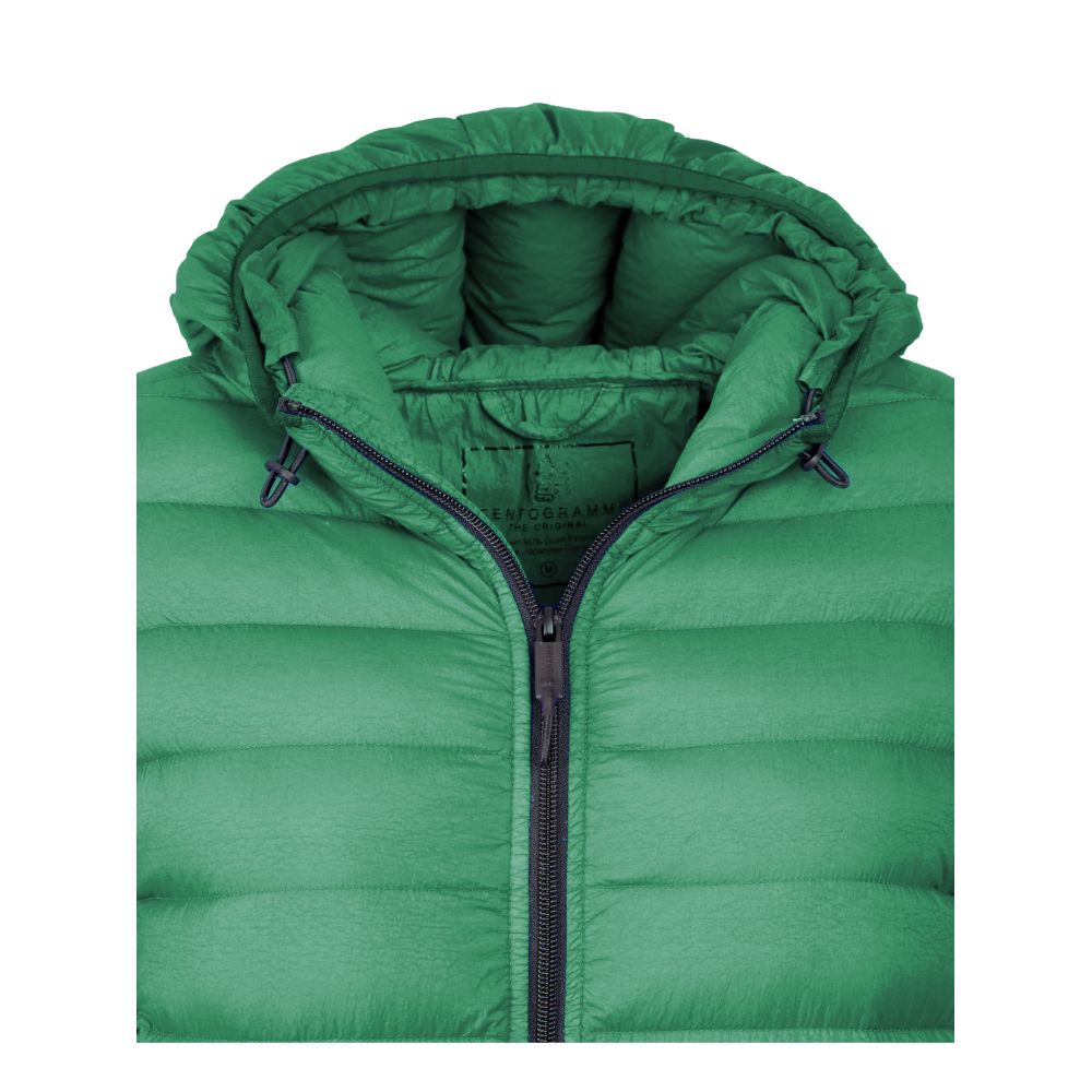 Chic Hooded Down Nylon Jacket in Lush Green