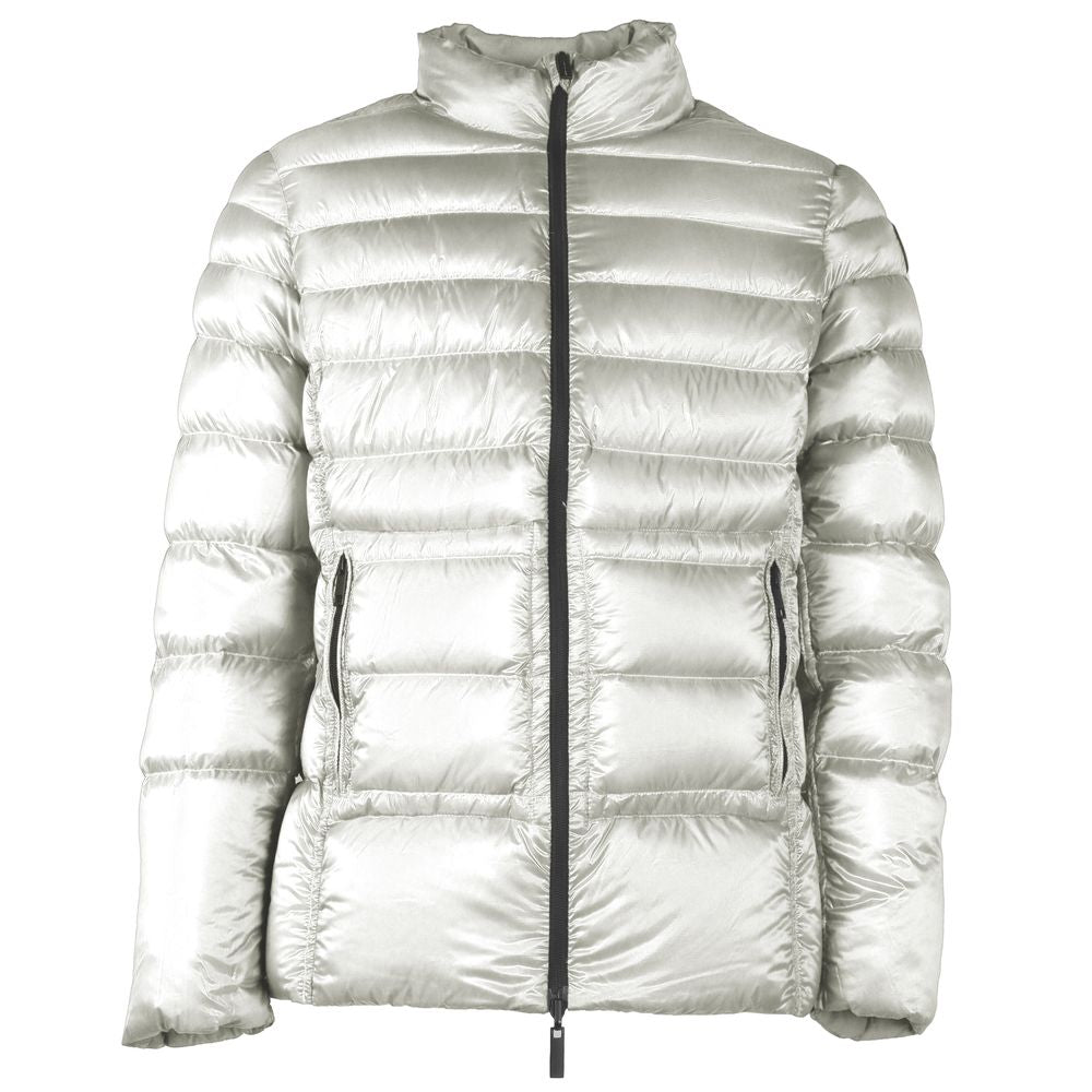 Reversible White Nylon Hooded Jacket