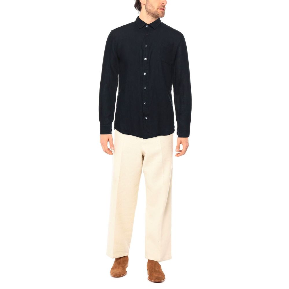 Midnight Blue Linen Shirt - Italian Craftsmanship