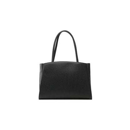 Chic Ebony Tote with Silver Logo Accent