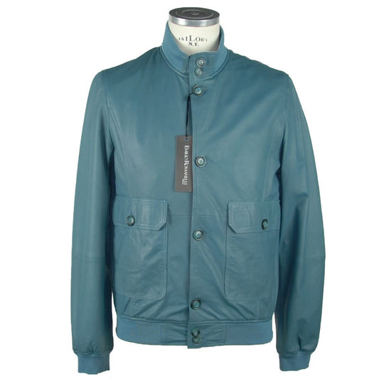 Elegant Petrol Blue Leather Jacket