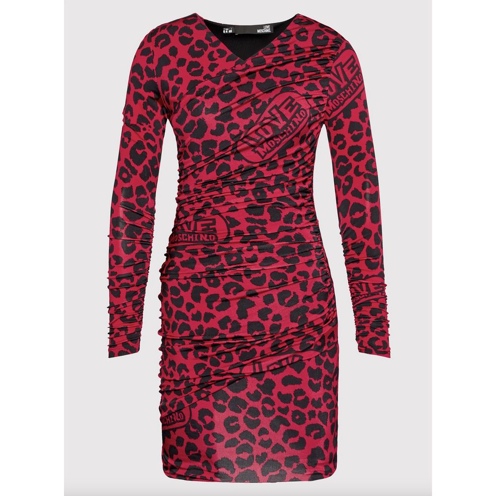 Chic Leopard Texture Dress in Pink and Black